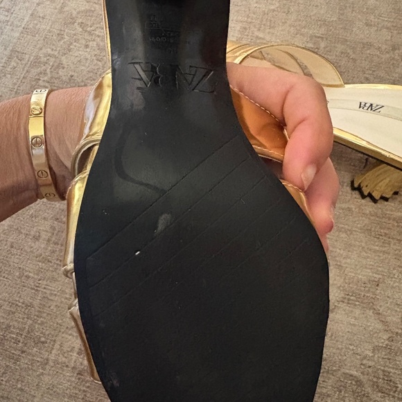 Zara gold heeled sandals - Picture 4 of 6